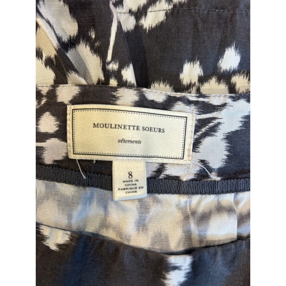 ANTHROPOLOGIE MOULINETTE SOEURS Women's Floral Skirt Sz 8 Gray Silk MIni Ikat - Picture 3 of 8